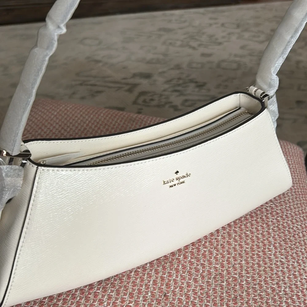 kate spade ♠️ Frankie Meringue Textured Patent Leather Shoulder Bag